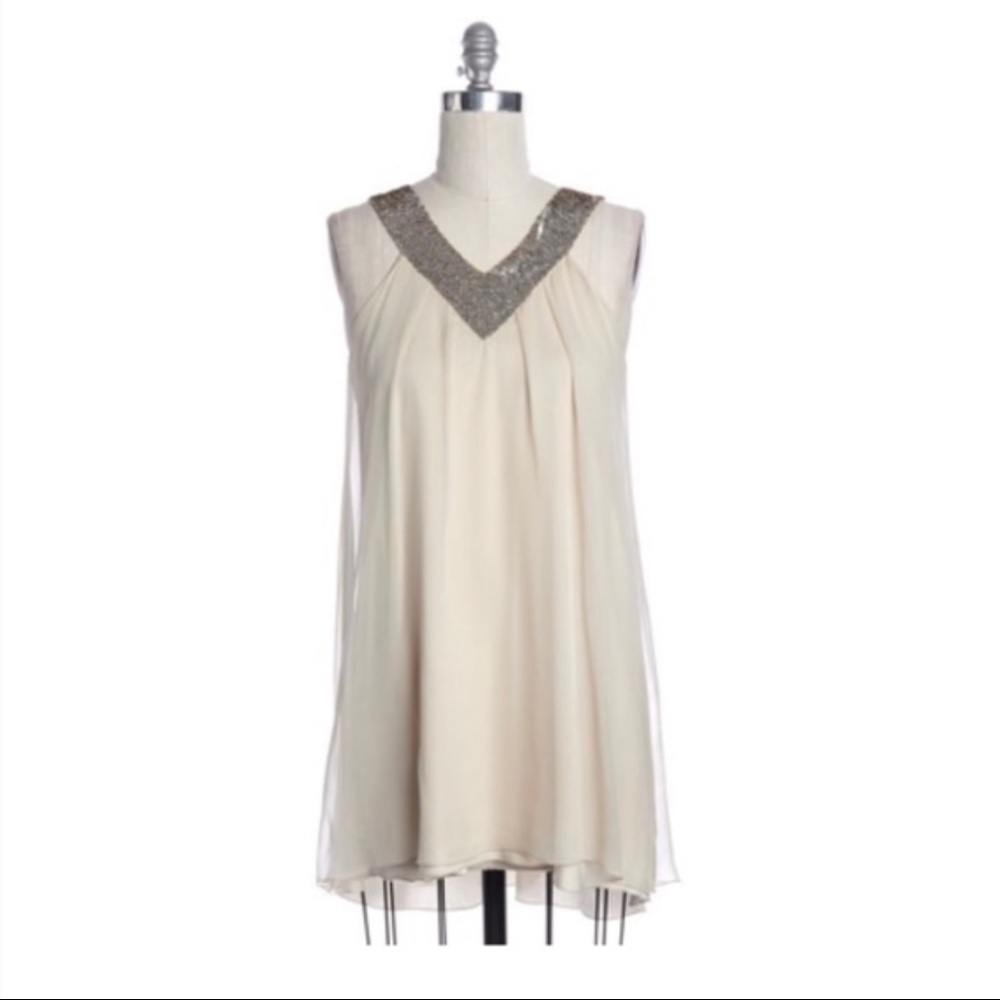 EUC Alice+Olivia Sequin V-neck Silk Chiffon Dress
